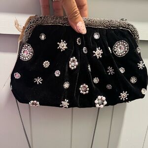 Viral TikTok Black Beaded Velvet Clutch